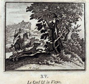 Satyr na Mugenzi. Umugani na Jean de La Fontaine (1621-95). Ishusho ya François Chauveau (1613-1676). Igitabo cya 1728. by Francois Chauveau