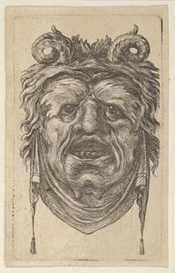 Kıvrılmış Boynuzlu, Yapraklı Kaşlı ve Çenenin Altında Sarkan Bir Bezli Satyr Maskesi, yakl. 1635-45. by Francois Chauveau