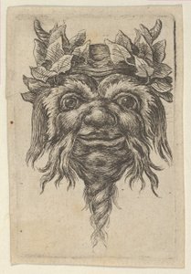 Spiral Şekilli Sakallı Satyr Maskesi ve Dalgıçlardan Her Boynuz Etrafında Gruplandırılmış Sarmaşık..., ca. 1635-45.