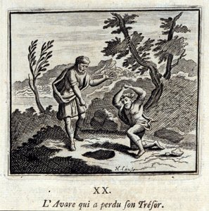 Tresorunu kaybeden Avare. Jean de La Fontaine