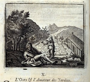 The Bear and the Garden Amateur. Fables by Jean de La Fontaine (1621-95). Illustration by François Chauveau (1613-1676). Edition of 1728. by Francois Chauveau