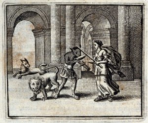 Umuhinzi wa Danube. Umugani na Jean de La Fontaine (1621-95). Ishusho ya François Chauveau (1613-1676). Igitabo cya 1728.
