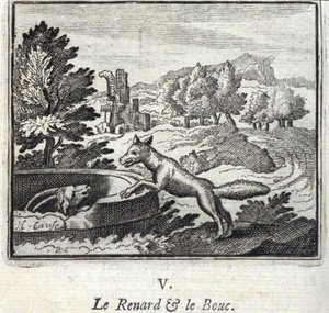 Fox ve Bouc.Fables, Jean de La Fontaine (1621-95). François Chauveau