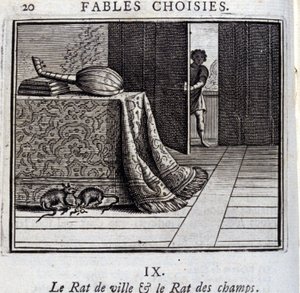 Kasaba faresi ve tarla faresi. Jean de La Fontaine