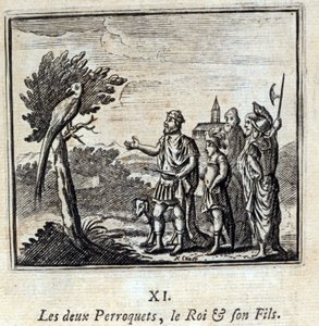 İki Papağan Kral ve Oğlu. Jean de La Fontaine