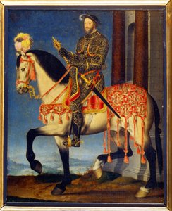François Clouet tarafından at sırtında I. François portresi (c. 1510 - 1572). Musee des Uffizi, Floransa - Fransa