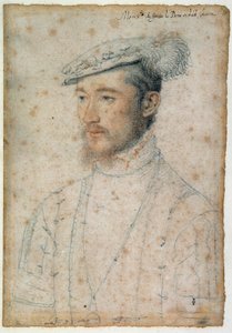François de Lorraine, Guise Dükü (1520 - 1563) portresi. Clouet Francois (1515-1572) tarafından kan ve kara taş çizimi by François Clouet