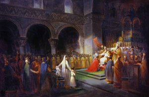 Pepin le Bref'in aziz Denis Manastırı'ndaki taç giyme töreni