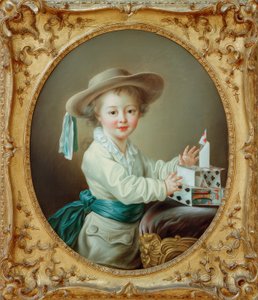 Küçük çocuk iskambillerden bir ev inşa ediyor by Francois Hubert Drouais