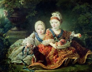 Louis de France (1754-93) duc de Berry ve Louis de France (1755-1824) Provence Kontu, geleceğin Kralları Louis XVI ve Louis XVIII, 1757