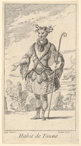 Habit de Faune: bir faun, sağında bir baston..., ca. 1721.
