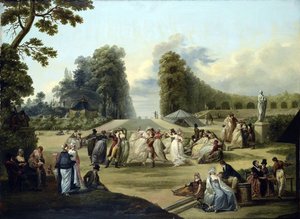Tivoli Bahçelerinde Balo, Paris - Francois Louis Joseph Watteau (1758-1823) tarafından tablo by Francois Louis Joseph Watteau