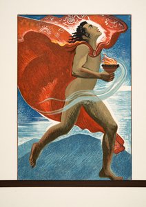 Prometheus Ateşle Koşuyor, Prométhée Enchaîné by Aeschylus, pub. 1941 (pochoir baskı) by Francois Louis Schmied