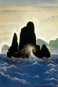 Homer tarafından Odyssey: Gortyne kayası, Theo Schmied tarafından oyulmuş, 1930-33 renkli taş by Francois Louis Schmied