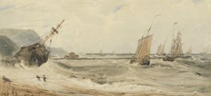 Boulogne Limanı (grafit üzeri wc ve kağıt üzeri gövde rengi) by Francois Louis Thomas Francia