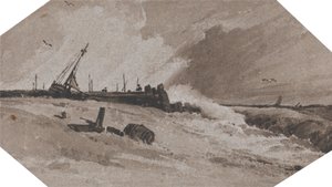 Fırtınada İskele by Francois Louis Thomas Francia