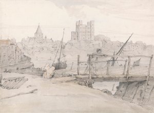 Rochester Kalesi ve Katedralin Güneydoğu Görünümü by Francois Louis Thomas Francia