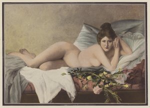 Bir sevgiliden solmuş çiçekler (renkli lito) by Francois Maurice Lard