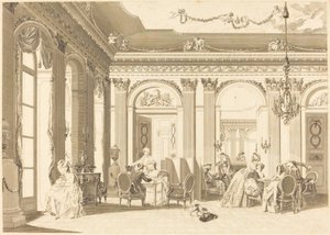 oturma odasında montaj by Francois Nicolas Barthelemy Dequevauviller after Nicolas Lavreince