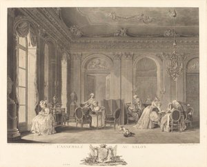 oturma odasında montaj by Francois Nicolas Barthelemy Dequevauviller after Nicolas Lavreince