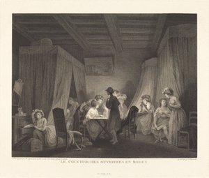 Modlarda işçilerin yatma zamanı by Francois Nicolas Barthelemy Dequevauviller after Nicolas Lavreince