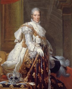 Charles X'in kutsal kostümlü portresi, 1825 dolayları (tuval üzerine yağlı boya) by Francois Pascal Simon (studio of) Gerard