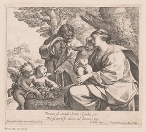 Putti ve üzüm ile kutsal aile Portan gli Angeli i frutti (...) (nesnedeki başlık) by Francois Perrier