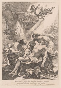 Martelaarschap van de heilige Sebastiaan Büyük şövalye tasarımı bindirmek için keser (...) (nesne üzerindeki başlık) by Francois Perrier