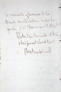 Yazarın imzalı mektubu, Chateaubriand Berlin