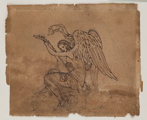 Lavtalı Alegorik Figür, c.1825 (kağıt üzerine mürekkep ve tebeşir) by Francois Rude