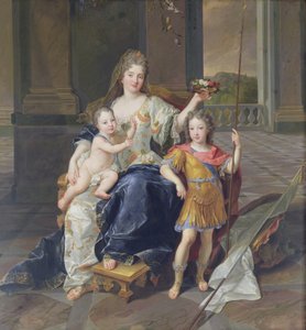 Brittany Dükü ve Anjou Dükü (Louis XV) ile birlikte Düşes de la Ferte c.1712 (tuval üzerine yağlı boya)
