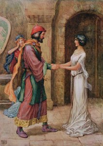 Geraldine ve Baron, Samuel Taylor Coleridge (1772-1834) tarafından 'Christabel'den, MDBelgrave ve H.Hart Raphael Tuck tarafından 'Şairlerden Çocuk Öyküleri'nde resmedilmiştir. by Frank Adams