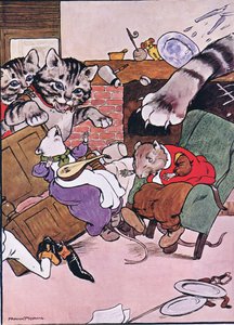 Kedi ve yavru kedileri yuvarlanarak içeri girdiler, Charles H. Bennett