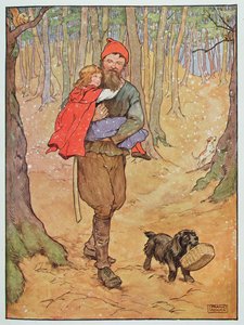 Oduncu, Kırmızı Başlıklı Kızı eve taşıyor, Blackie und Son tarafından yayınlanan Frank Adams