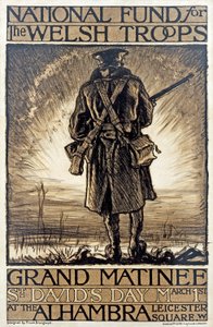 Galler Birlikleri için Ulusal Fon için bir bağış toplama etkinliğinin reklamını yapan afiş, 1 Mart 1915, by Frank Brangwyn