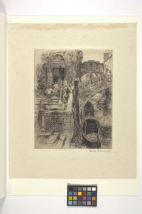 Ahlar Köprüsü, Venedik (Levha 1) (mürekkep) by Frank Duveneck
