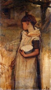 Çiçekli Kız (tuval üzerine yağlı boya) by Frank Holl