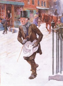 Trotty Veck (The Chimes) (renkli taş baskı) by Frank Reynolds