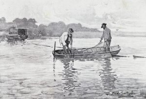Norfolk Broads: Yılan Balığı Baklalarını Çekmek by Frank Southgate