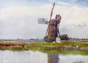 Norfolk Broads: Stokesby üzerinde Mill Country (renkli taş) by Frank Southgate