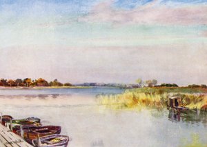 Norfolk Broads: Ormesby Broad, Sonbahar (renkli taş) by Frank Southgate