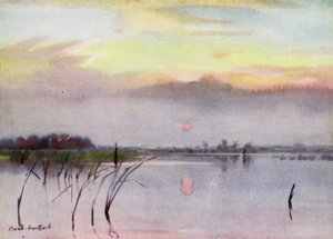 Norfolk Broads: Sunset, Heigham Sounds (renkli taş) by Frank Southgate