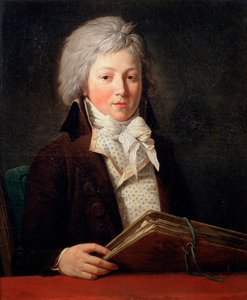 Çizimlerin olduğu bir klasör tutan genç bir adamın portresi, 1791. by François André Vincent