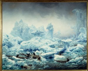 Buzlu okyanus manzarası, Grönlandlılar tarafından mors balıkçılığı Resim Francois Auguste Biard (1799-1882) 1841 Güneş. 1,3x1,63 m Dieppe, musee du chateau - Arktik Okyanusu
