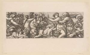 Suda satirler ve nereidler ile Bacchus Suyun kenarındaki mitolojik figürler (dizi başlığı) by François Bignon (attributed to)