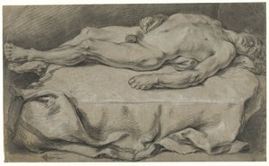 Yatan Erkek Çıplak Anatomik Çalışması by François Boucher (manner of)