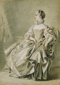 Sol Profilde Oturan Genç Bir Kadın, by François Boucher