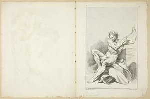 Akademik Çıplak (rekto ve tersi), Akademik Figürlerin İkinci Kitabından kısmen Kraliyet Akademisi Profesörleri tarafından oyulmuş by François Boucher