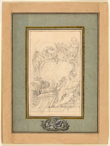 Crozat, Baron de Thiers için Armorial Bookplate by François Boucher