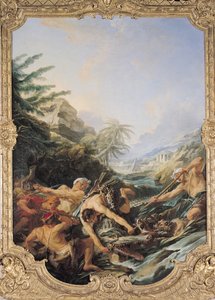 Timsah Avı (tuval üzerine yağlı boya) by François Boucher